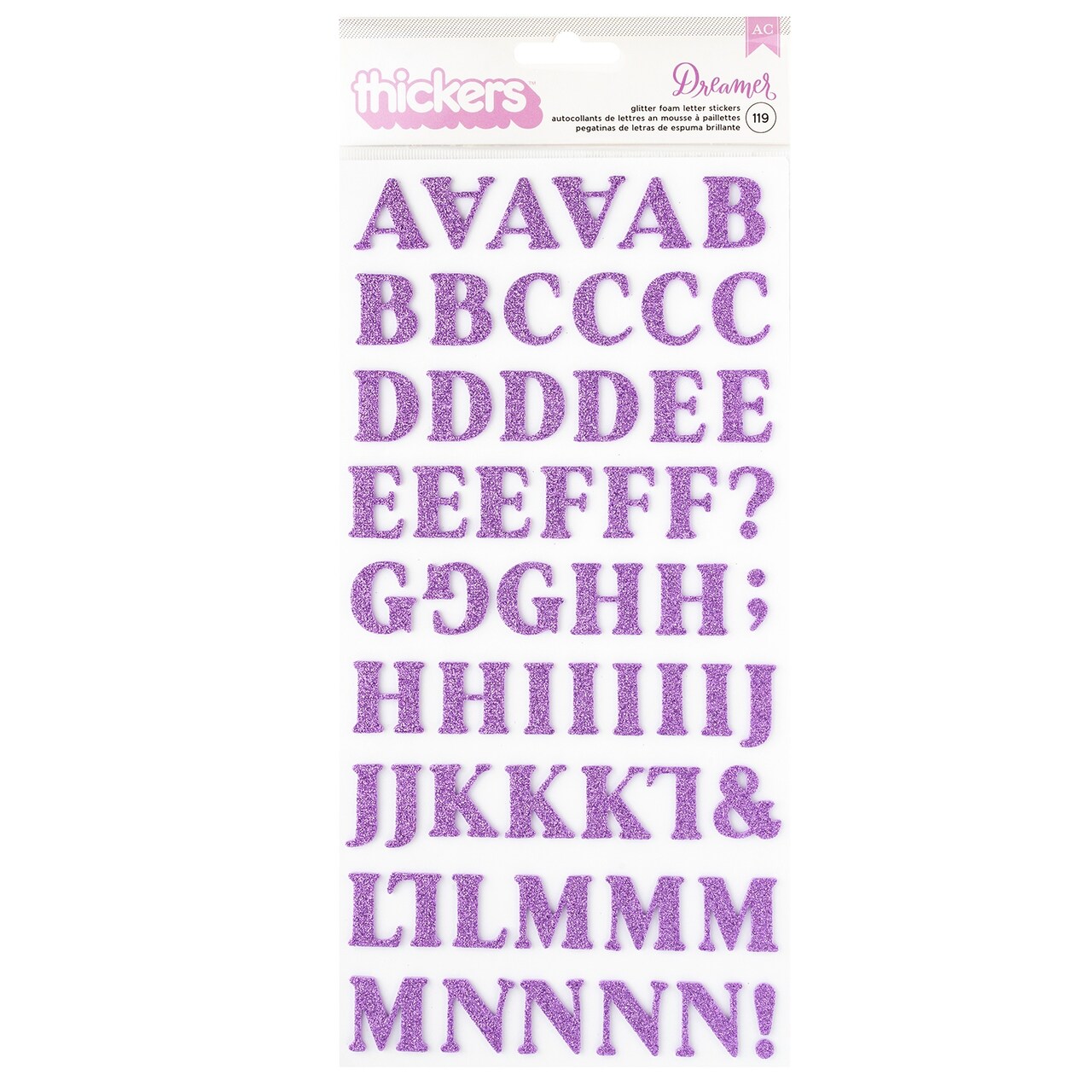 American Crafts Dreamer Thickers Stickers 119/Pkg-Alpha, Glitter